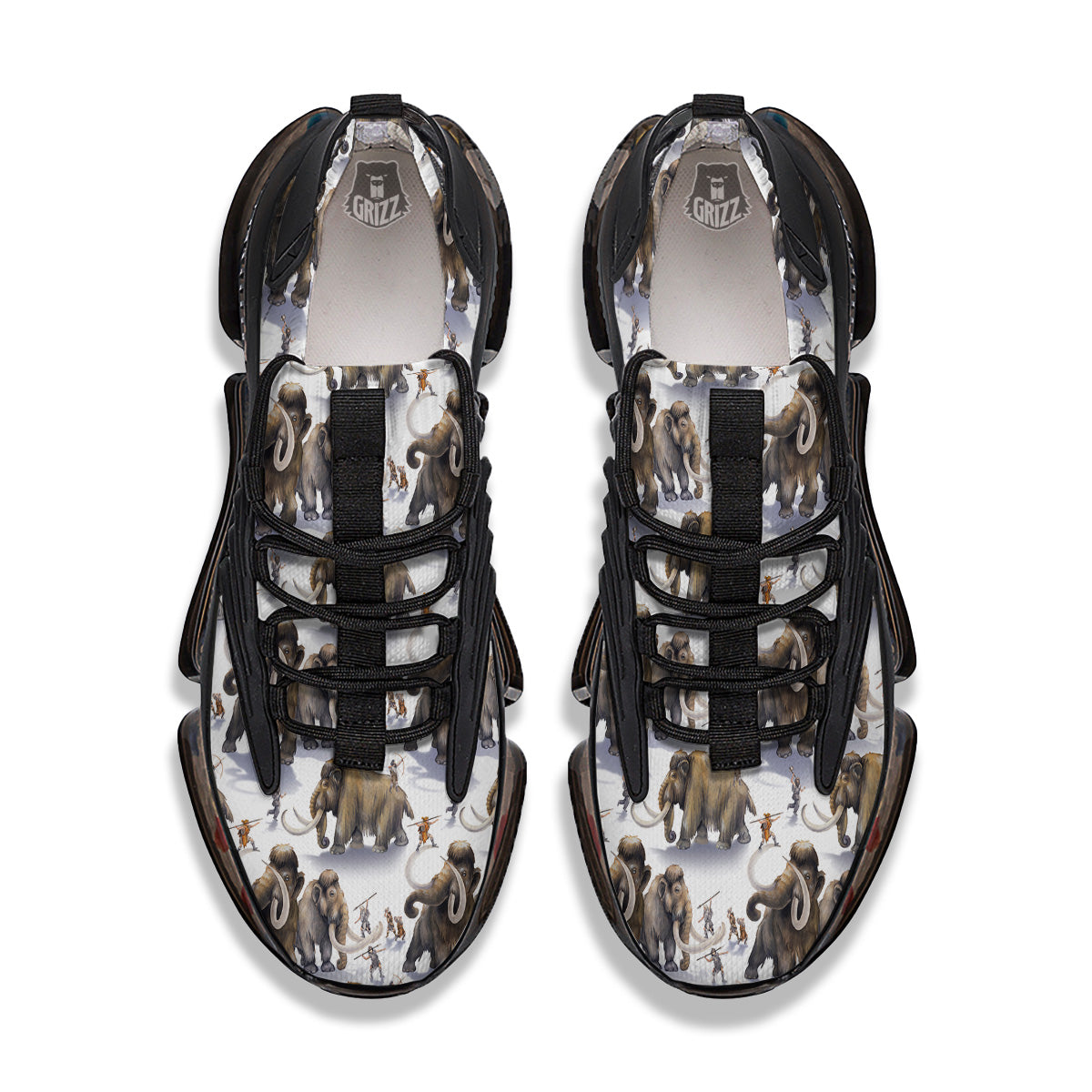 Hunting Mammoth Print Pattern Black Gym Shoes-grizzshop