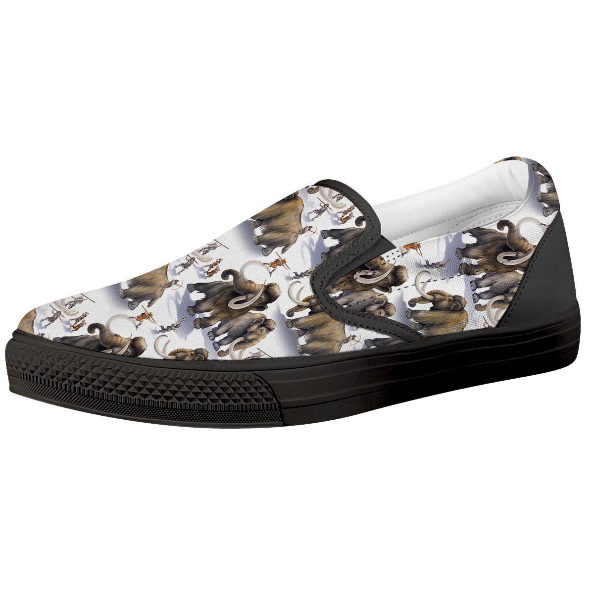 Hunting Mammoth Print Pattern Black Slip On Shoes-grizzshop