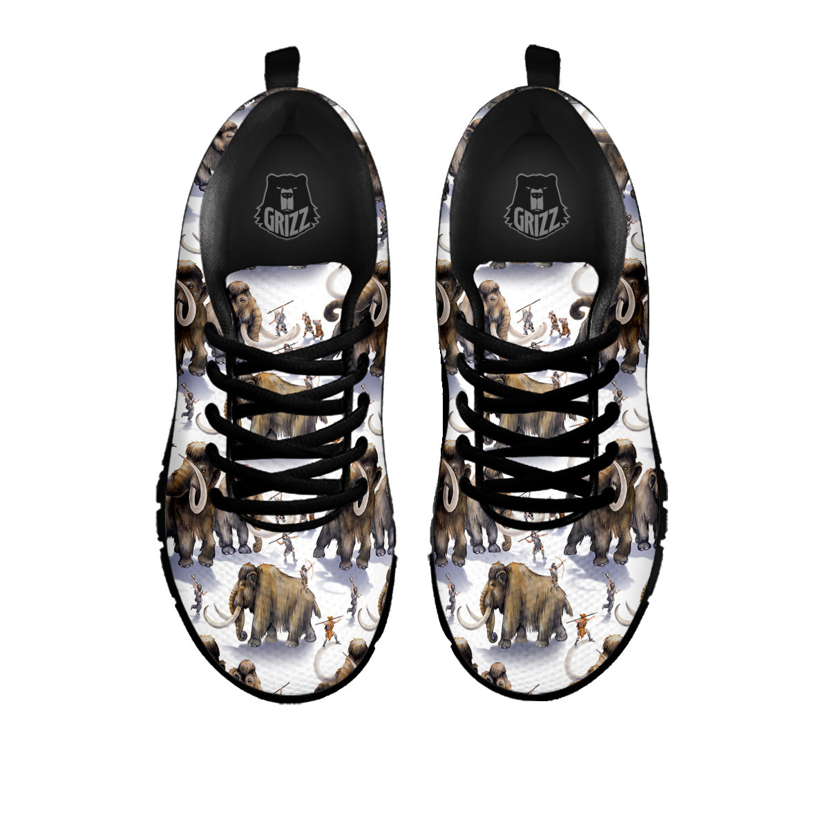 Hunting Mammoth Print Pattern Black Sneaker-grizzshop