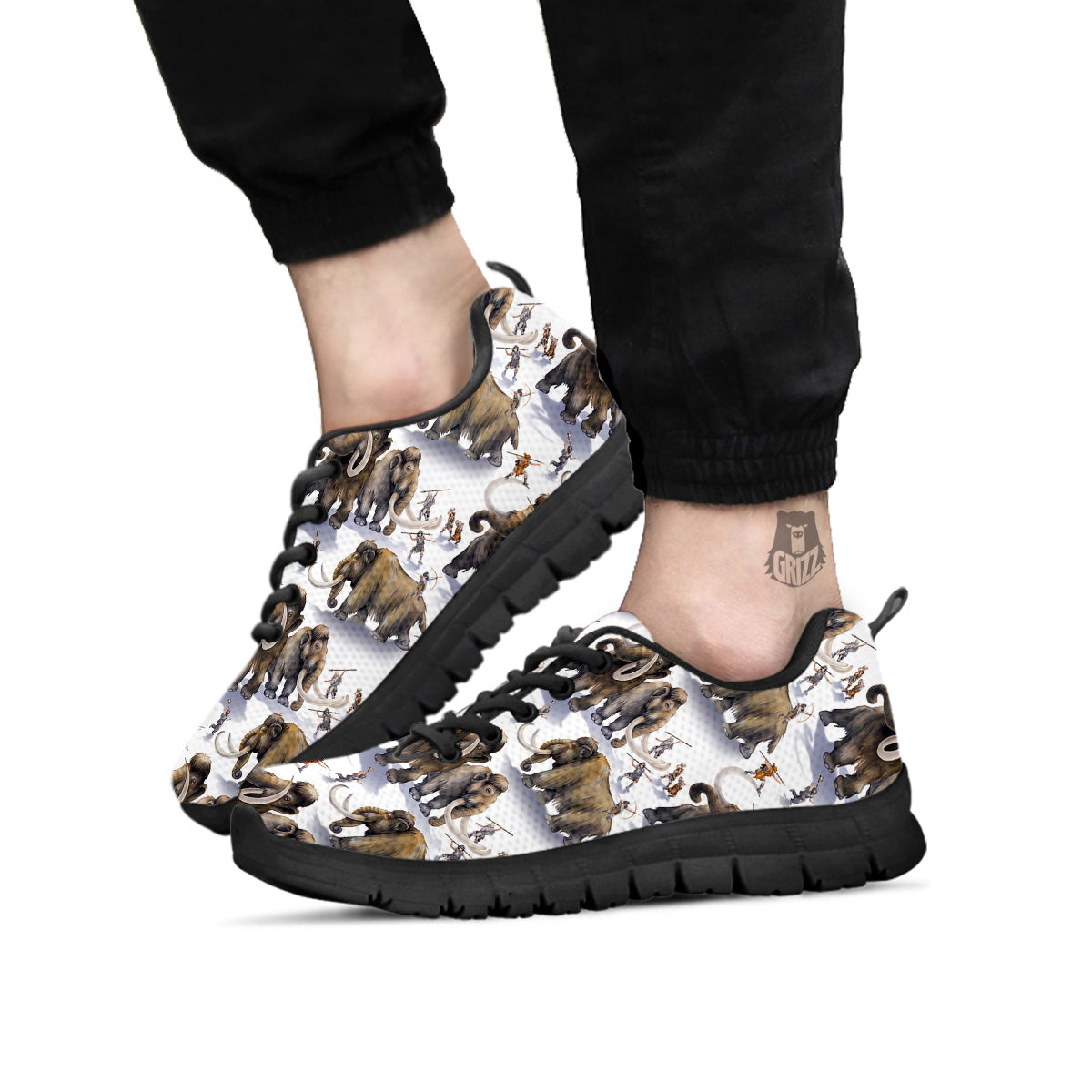 Hunting Mammoth Print Pattern Black Sneaker-grizzshop