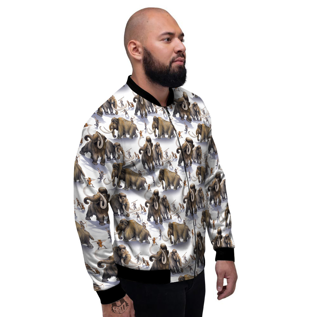 Hunting Mammoth Print Pattern Men's Bomber Jacket-grizzshop