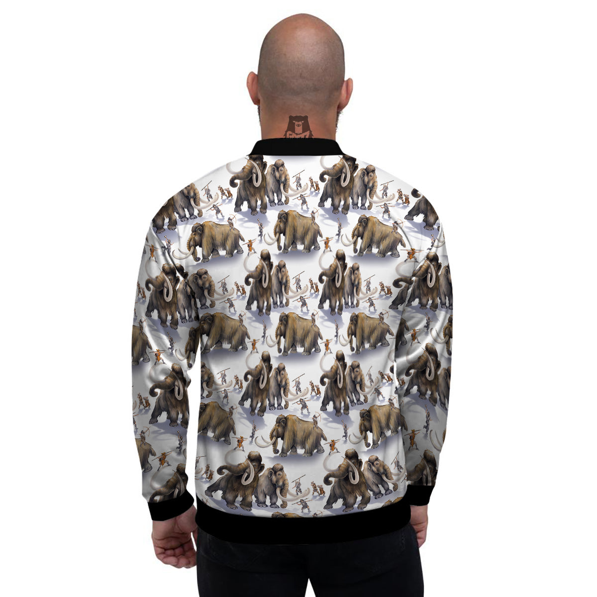 Hunting Mammoth Print Pattern Men's Bomber Jacket-grizzshop