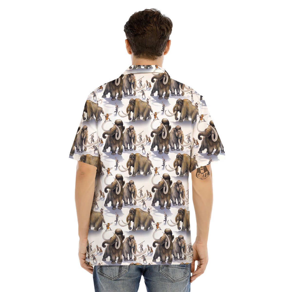 Hunting Mammoth Print Pattern Men's Hawaiian Shirt-grizzshop