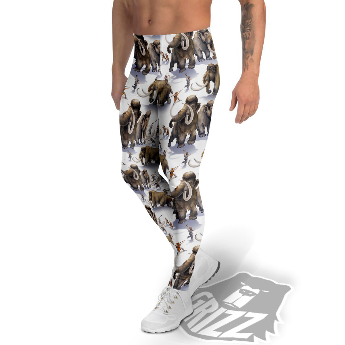 Hunting Mammoth Print Pattern Men's Leggings-grizzshop