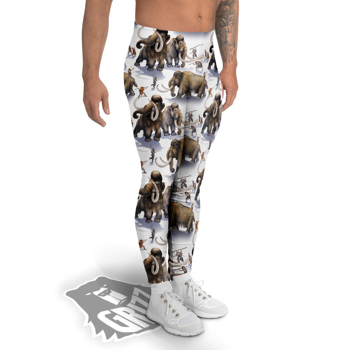 Hunting Mammoth Print Pattern Men's Leggings-grizzshop