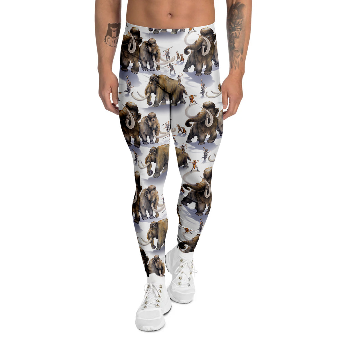 Hunting Mammoth Print Pattern Men's Leggings-grizzshop