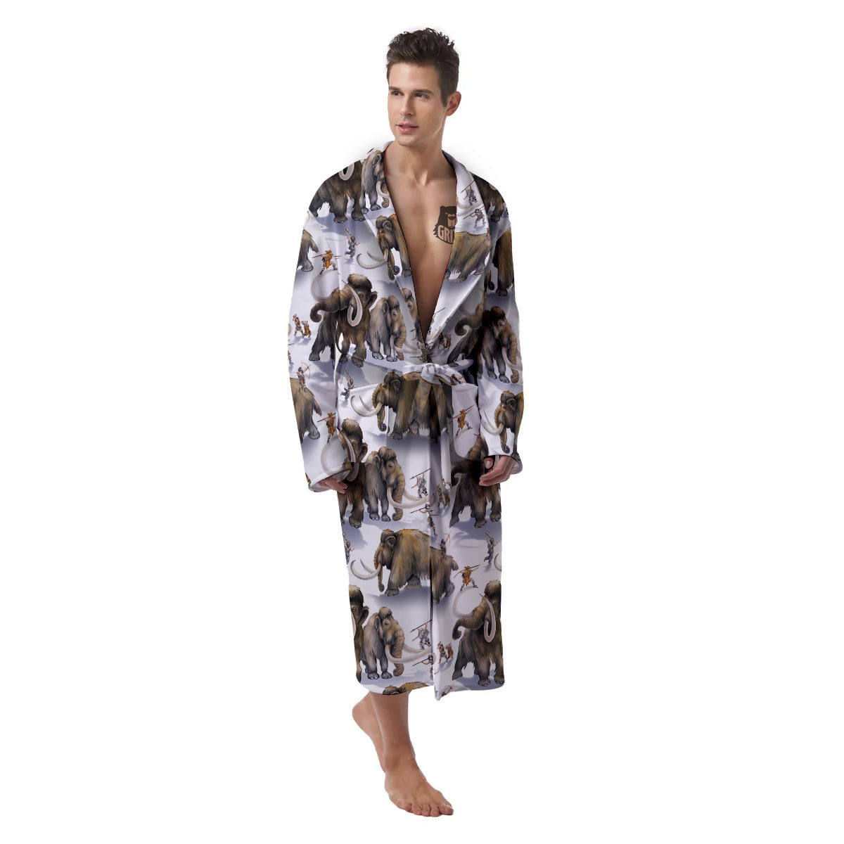 Hunting Mammoth Print Pattern Men's Robe-grizzshop