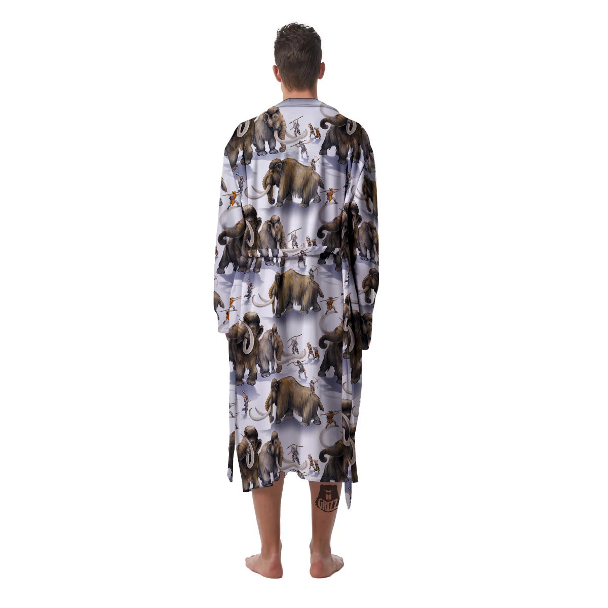 Hunting Mammoth Print Pattern Men's Robe-grizzshop