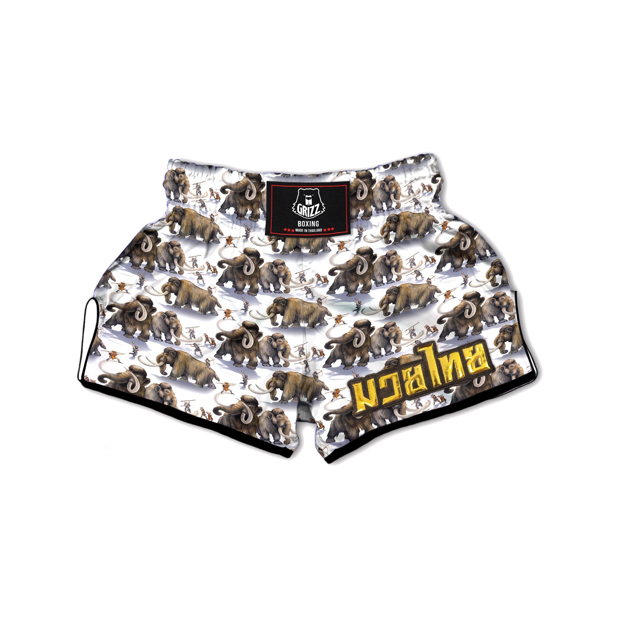 Hunting Mammoth Print Pattern Muay Thai Boxing Shorts-grizzshop
