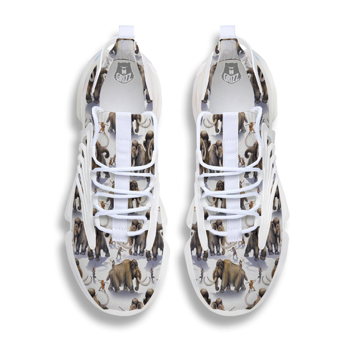 Hunting Mammoth Print Pattern White Gym Shoes-grizzshop
