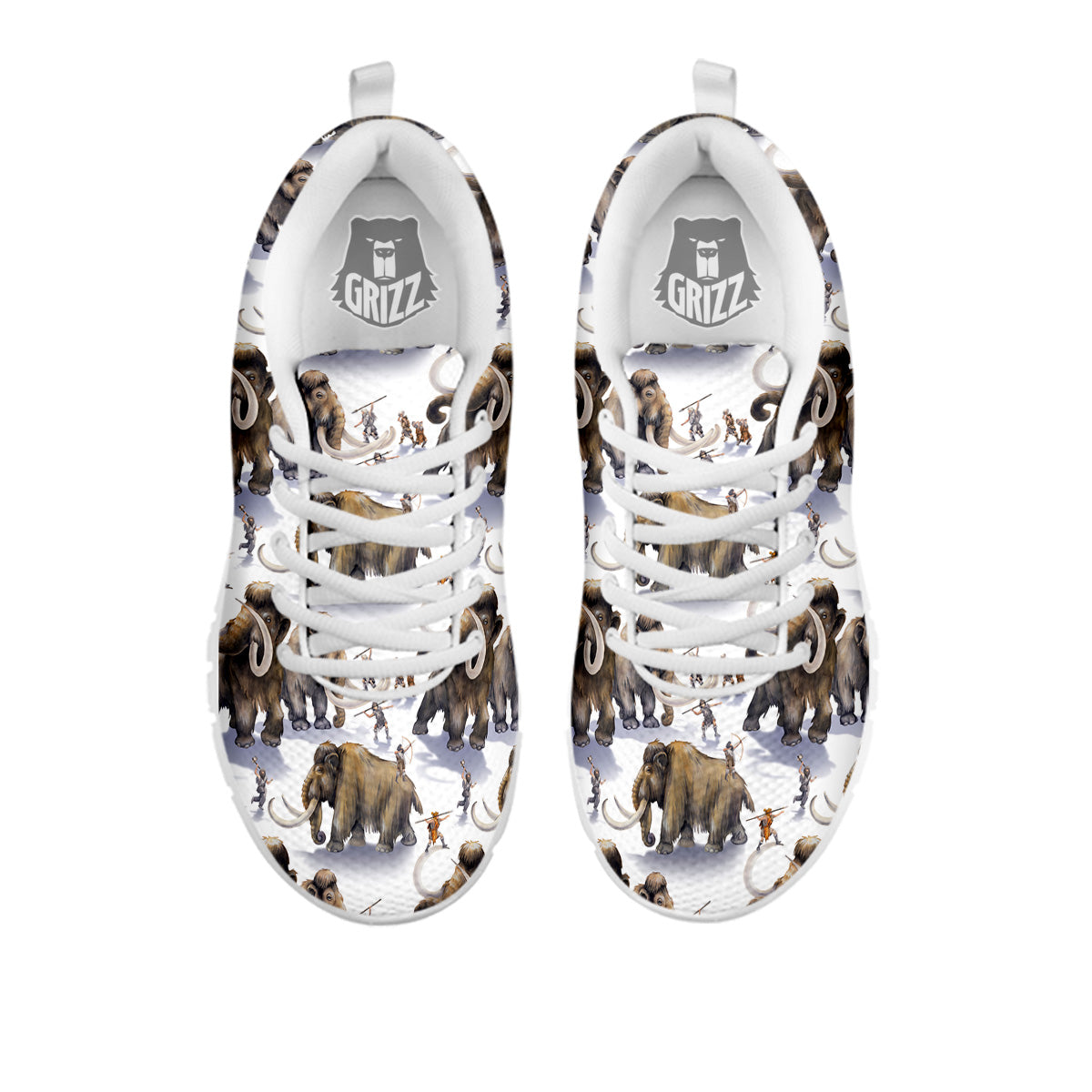 Hunting Mammoth Print Pattern White Sneaker-grizzshop