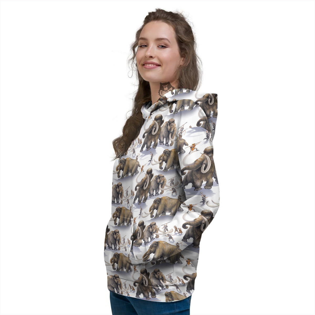Hunting Mammoth Print Pattern Women's Hoodie-grizzshop