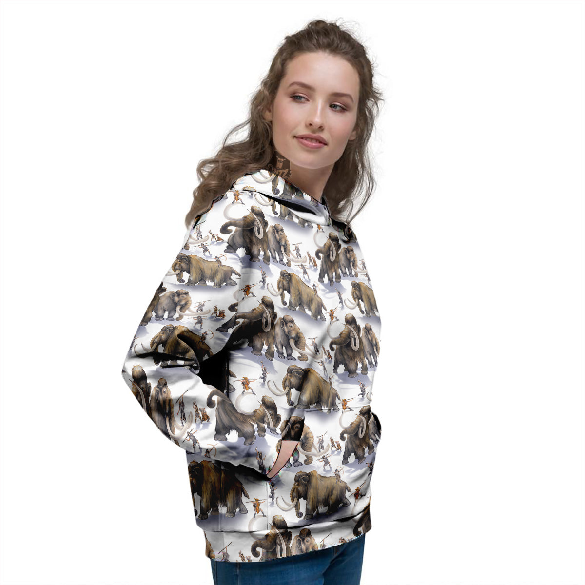 Hunting Mammoth Print Pattern Women's Hoodie-grizzshop