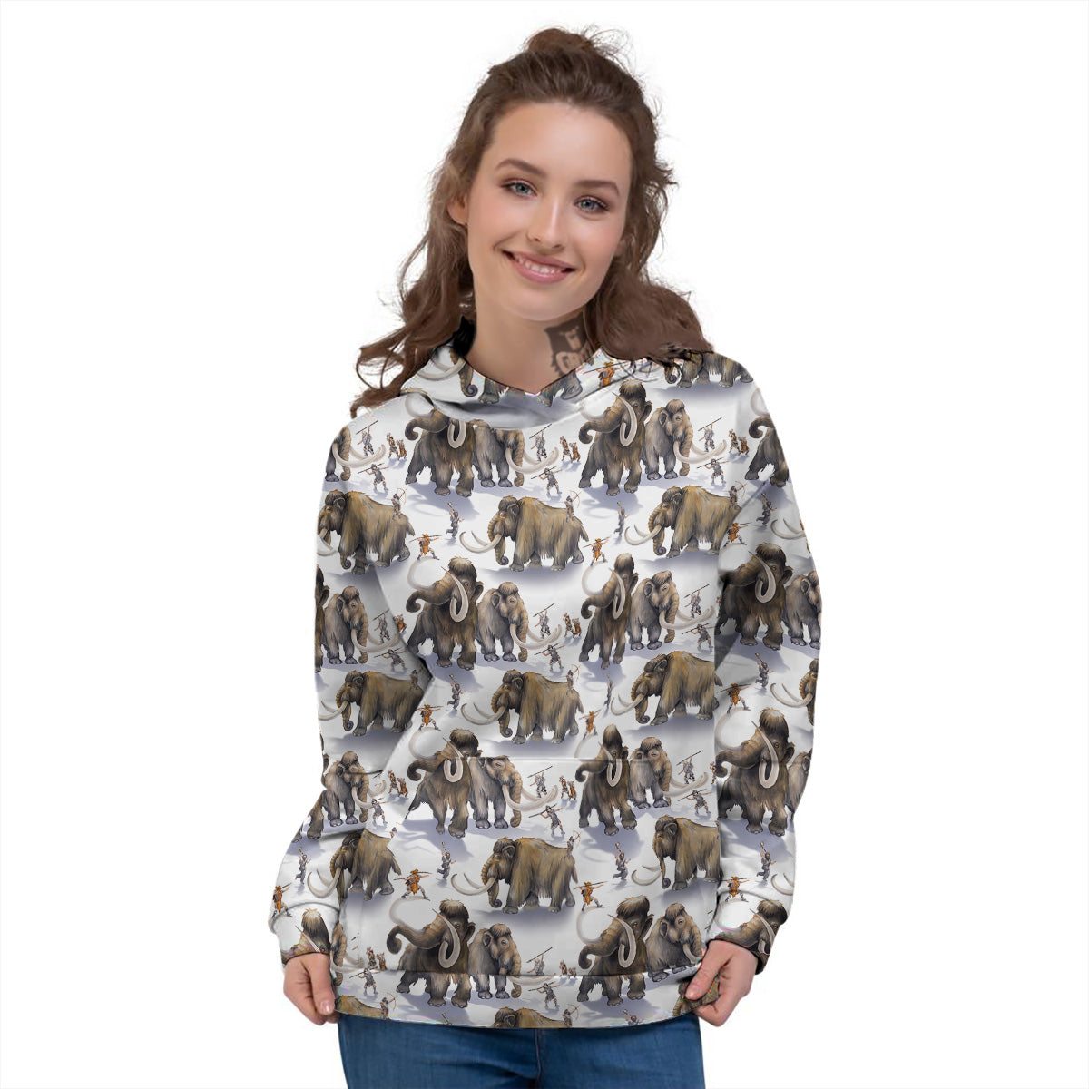 Hunting Mammoth Print Pattern Women's Hoodie-grizzshop