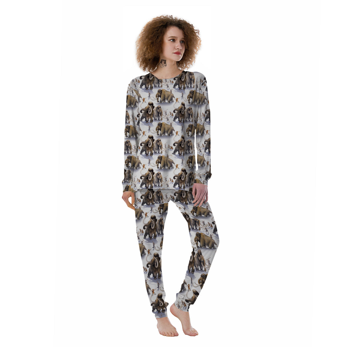 Hunting Mammoth Print Pattern Women's Pajamas-grizzshop