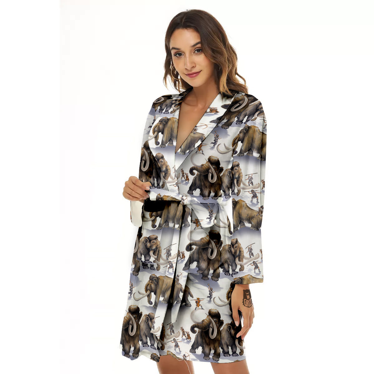 Hunting Mammoth Print Pattern Women's Robe-grizzshop