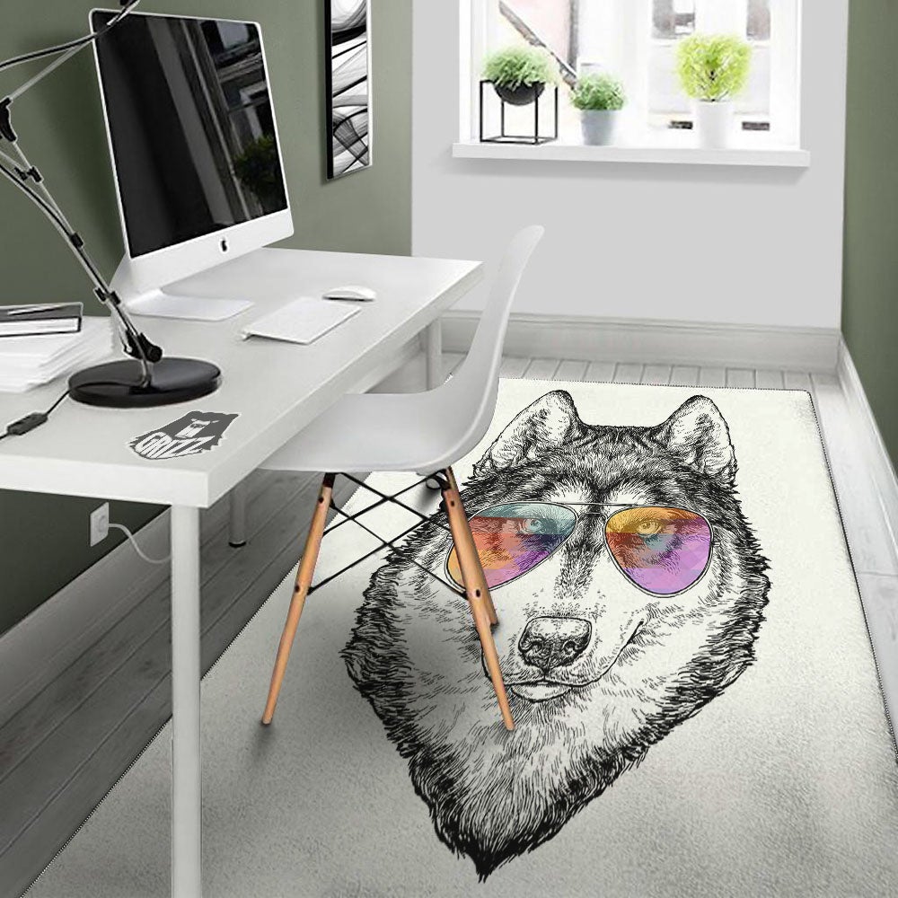 Husky Hippie Siberian Print Floor Mat-grizzshop