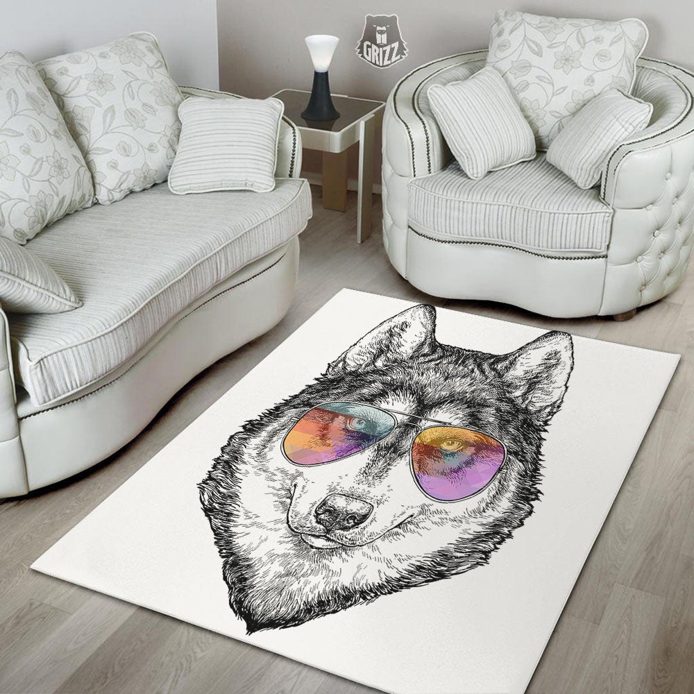 Husky Hippie Siberian Print Floor Mat-grizzshop
