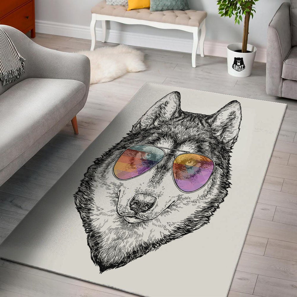 Husky Hippie Siberian Print Floor Mat-grizzshop