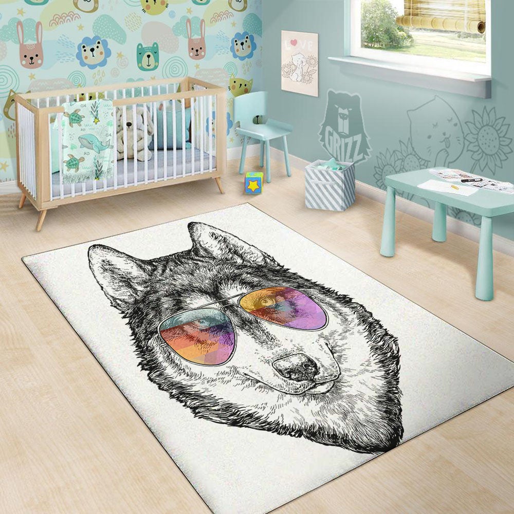 Husky Hippie Siberian Print Floor Mat-grizzshop