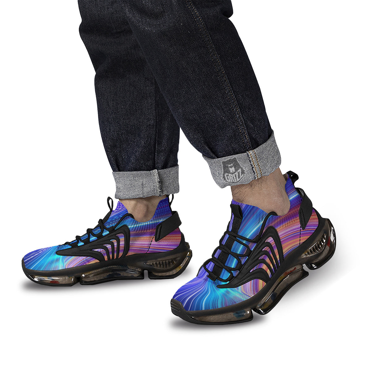 Hyperspace Colorful Print Black Gym Shoes-grizzshop