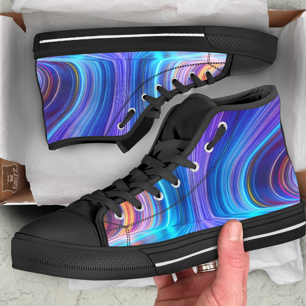 Hyperspace Colorful Print Black High Top Shoes-grizzshop
