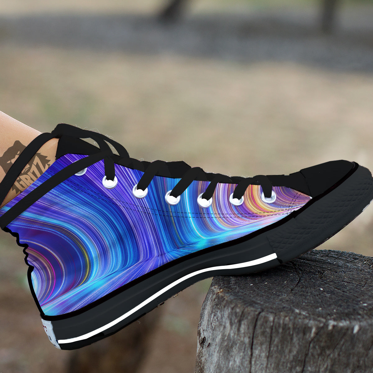 Hyperspace Colorful Print Black High Top Shoes-grizzshop