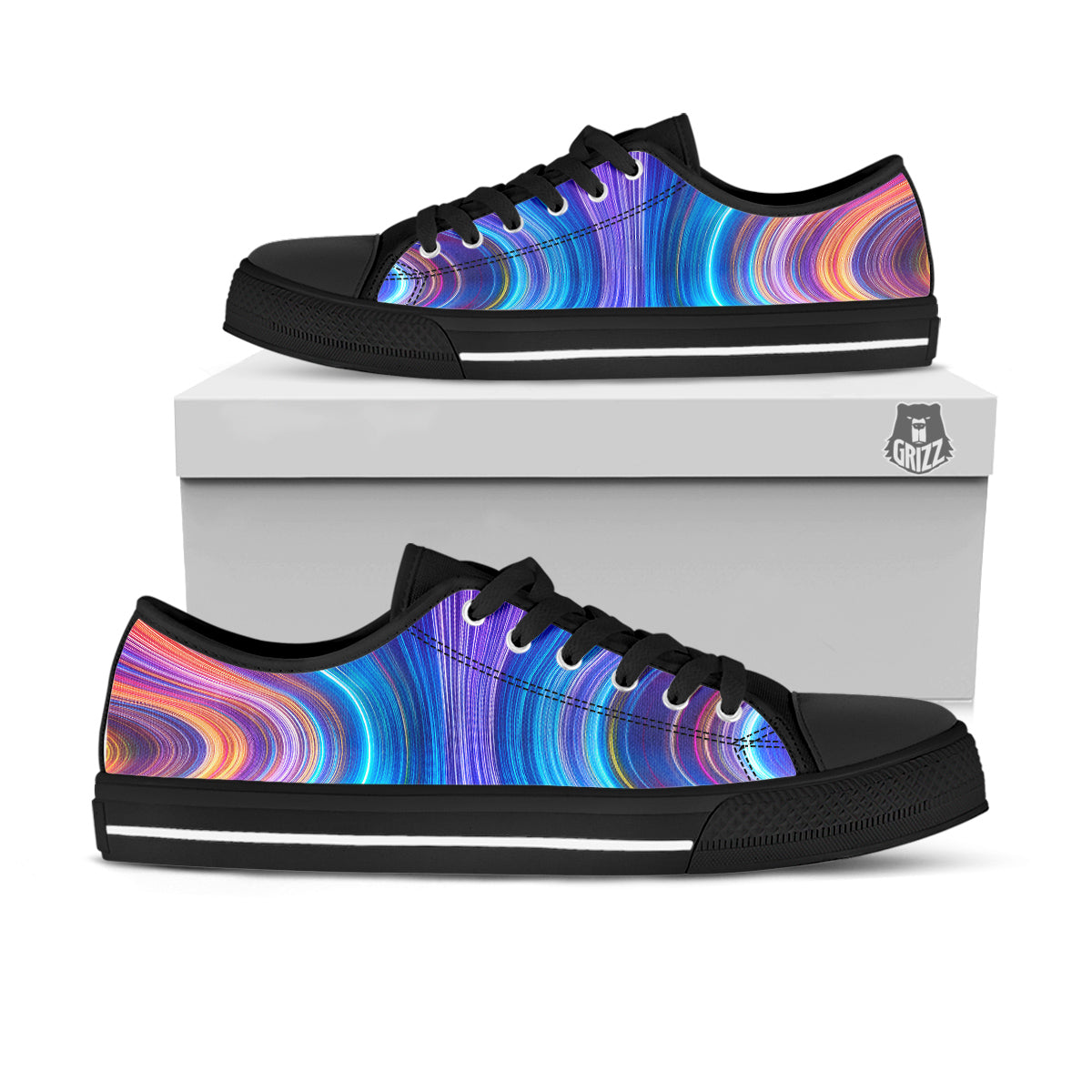 Hyperspace Colorful Print Black Low Top Shoes-grizzshop