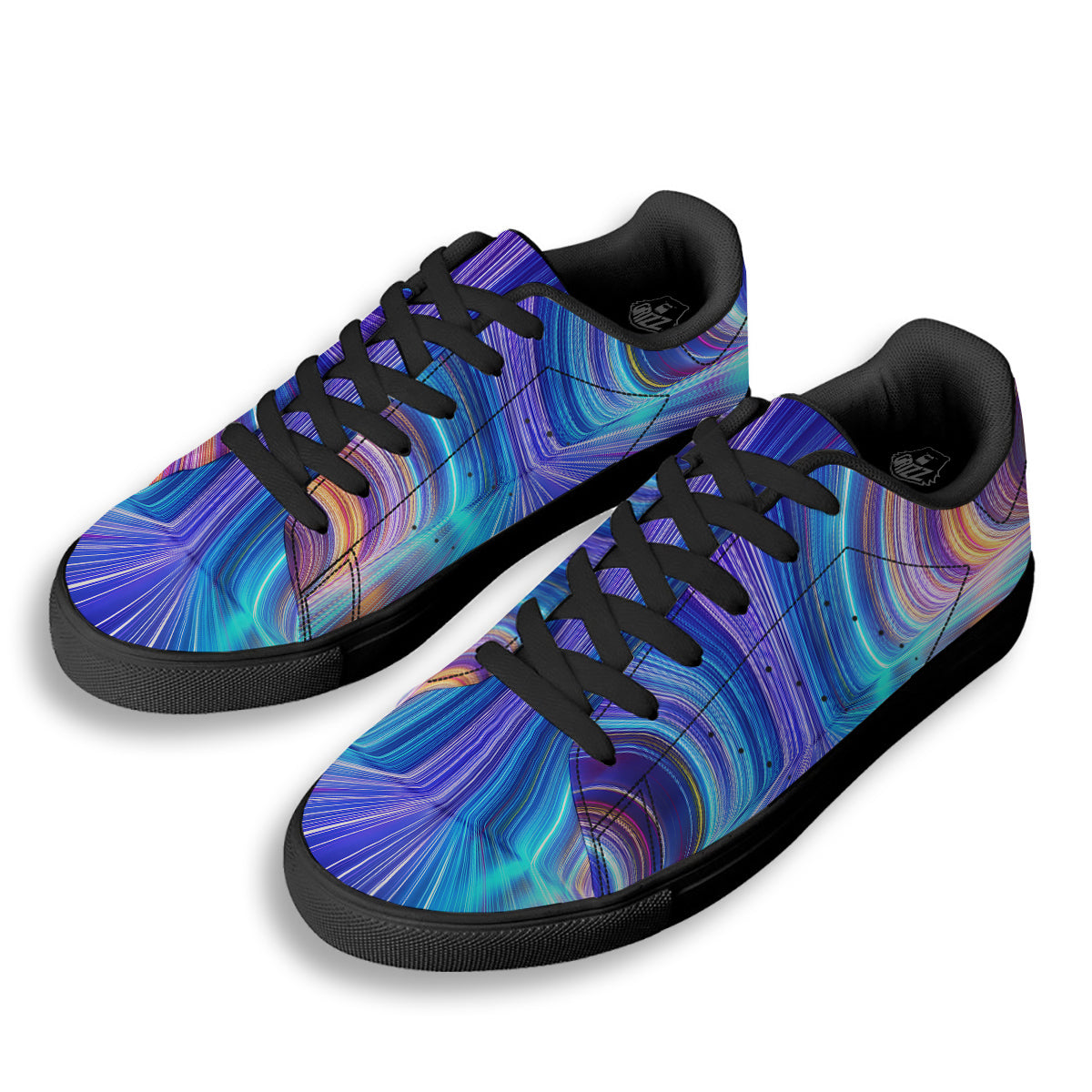 Hyperspace Colorful Print Black Low Top Sneakers-grizzshop