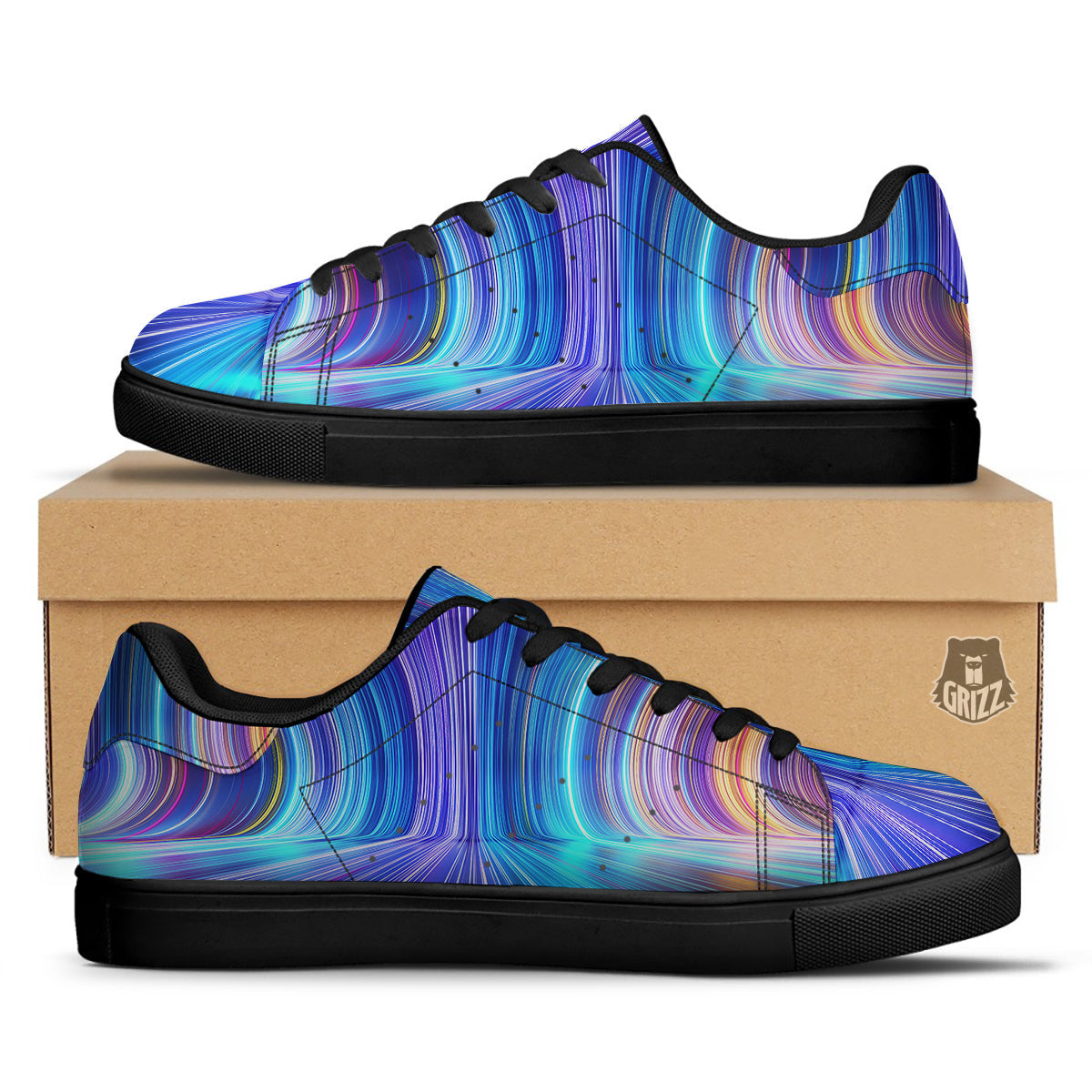 Hyperspace Colorful Print Black Low Top Sneakers-grizzshop
