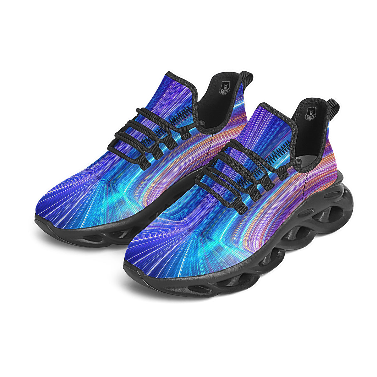 Hyperspace Colorful Print Black Running Shoes-grizzshop