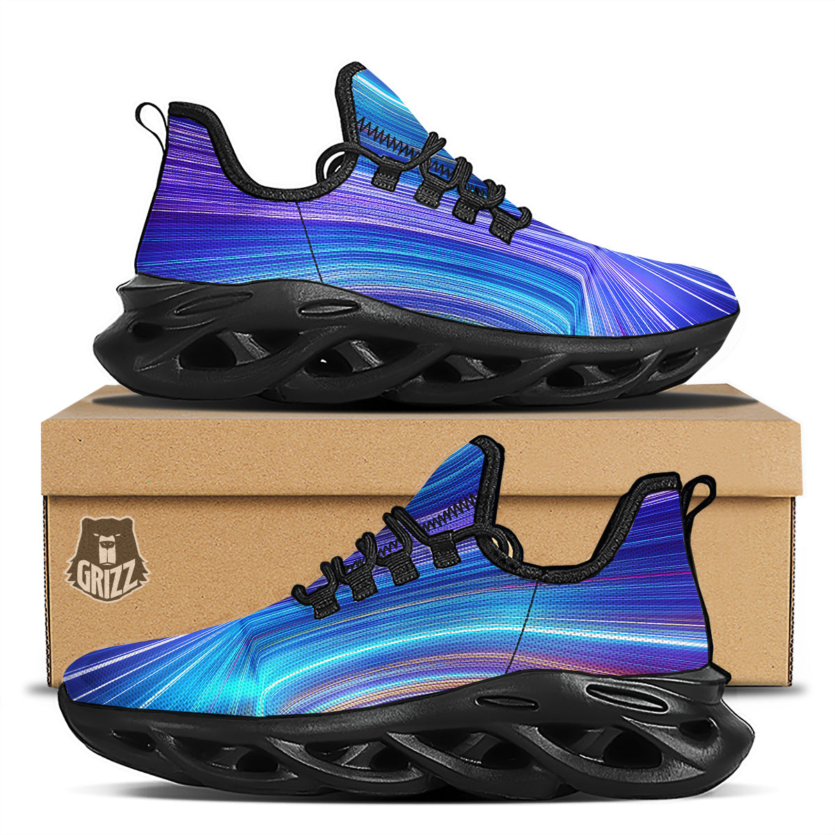 Hyperspace Colorful Print Black Running Shoes-grizzshop
