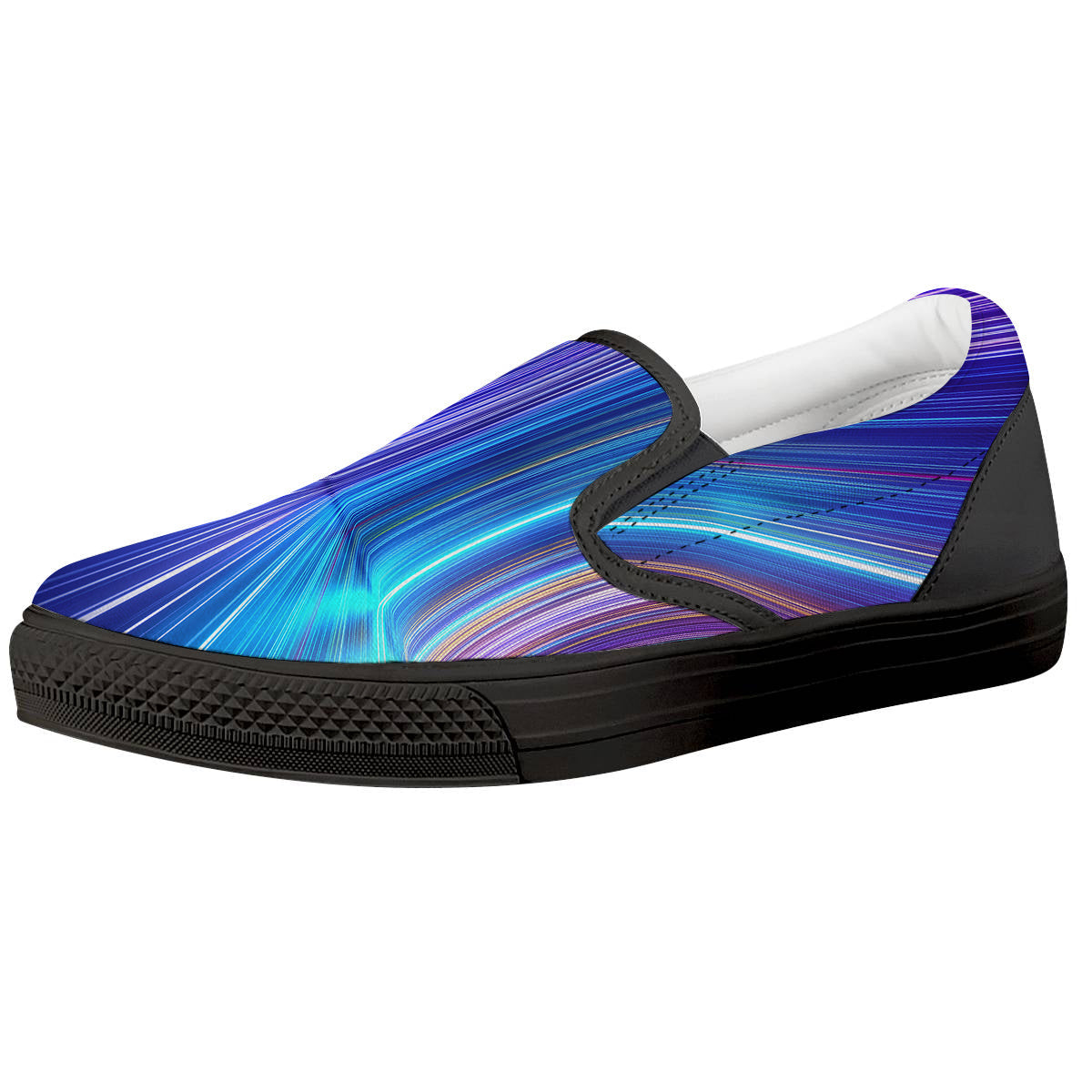Hyperspace Colorful Print Black Slip On Shoes-grizzshop