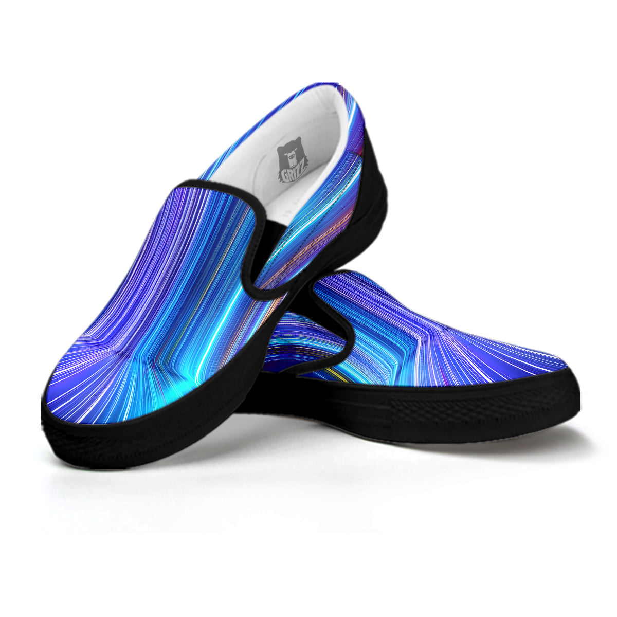 Hyperspace Colorful Print Black Slip On Shoes-grizzshop