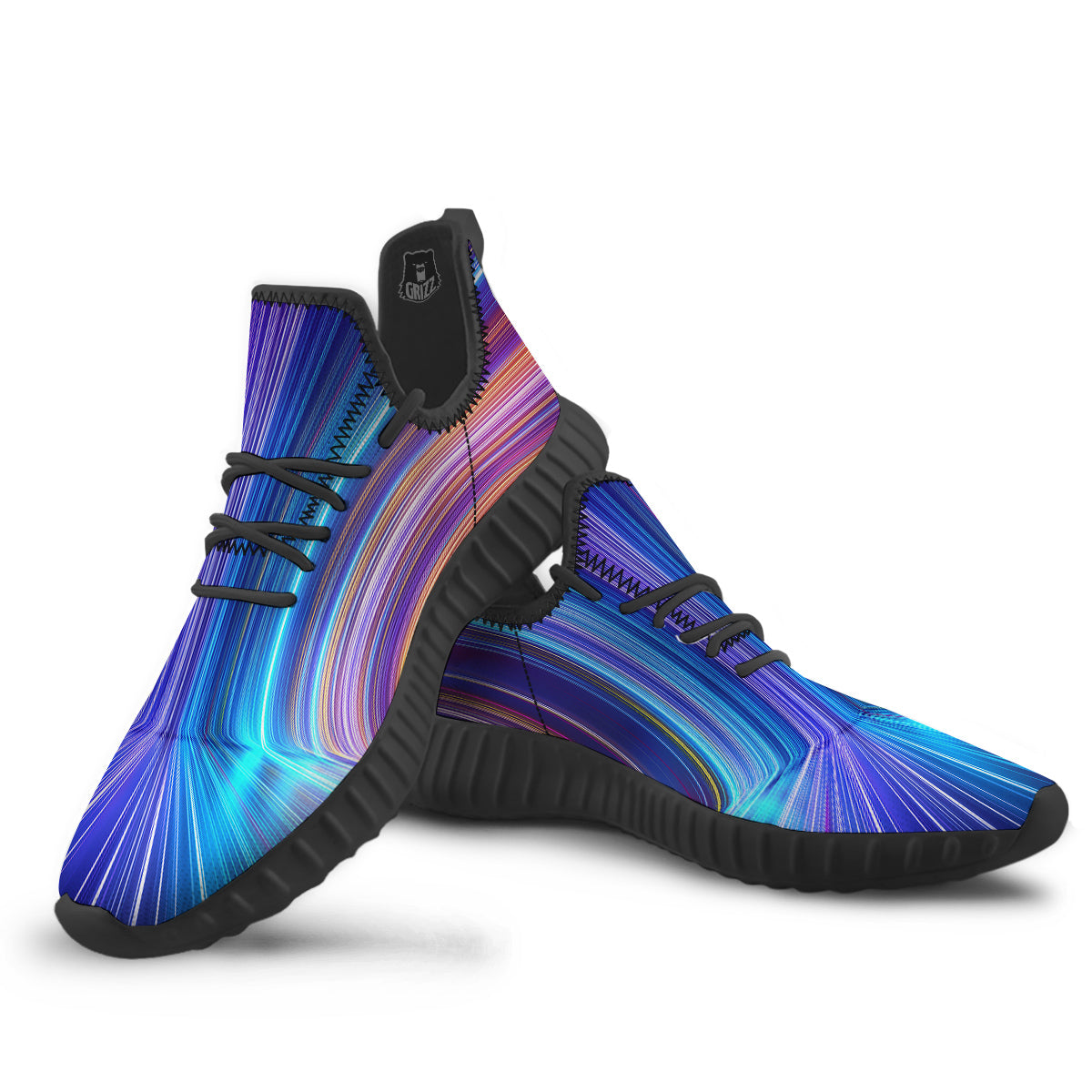 Hyperspace Colorful Print Black Walking Shoes-grizzshop