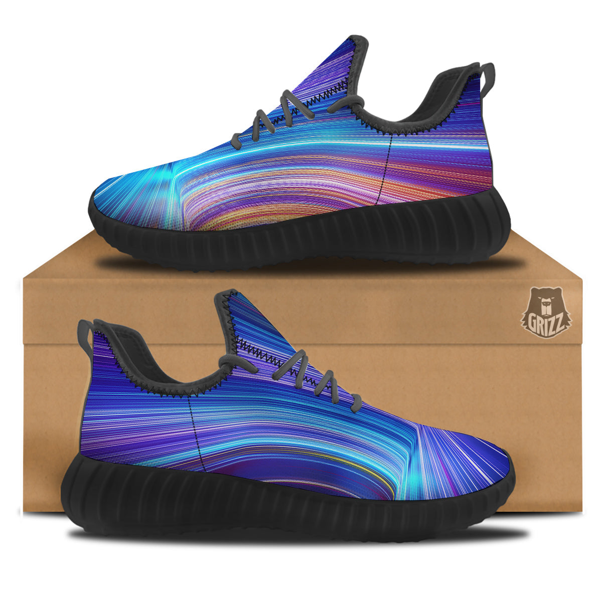 Hyperspace Colorful Print Black Walking Shoes-grizzshop