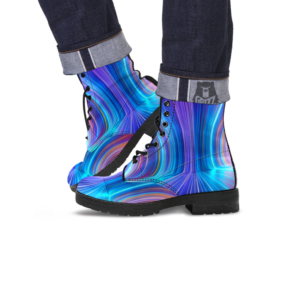Hyperspace Colorful Print Leather Boots-grizzshop