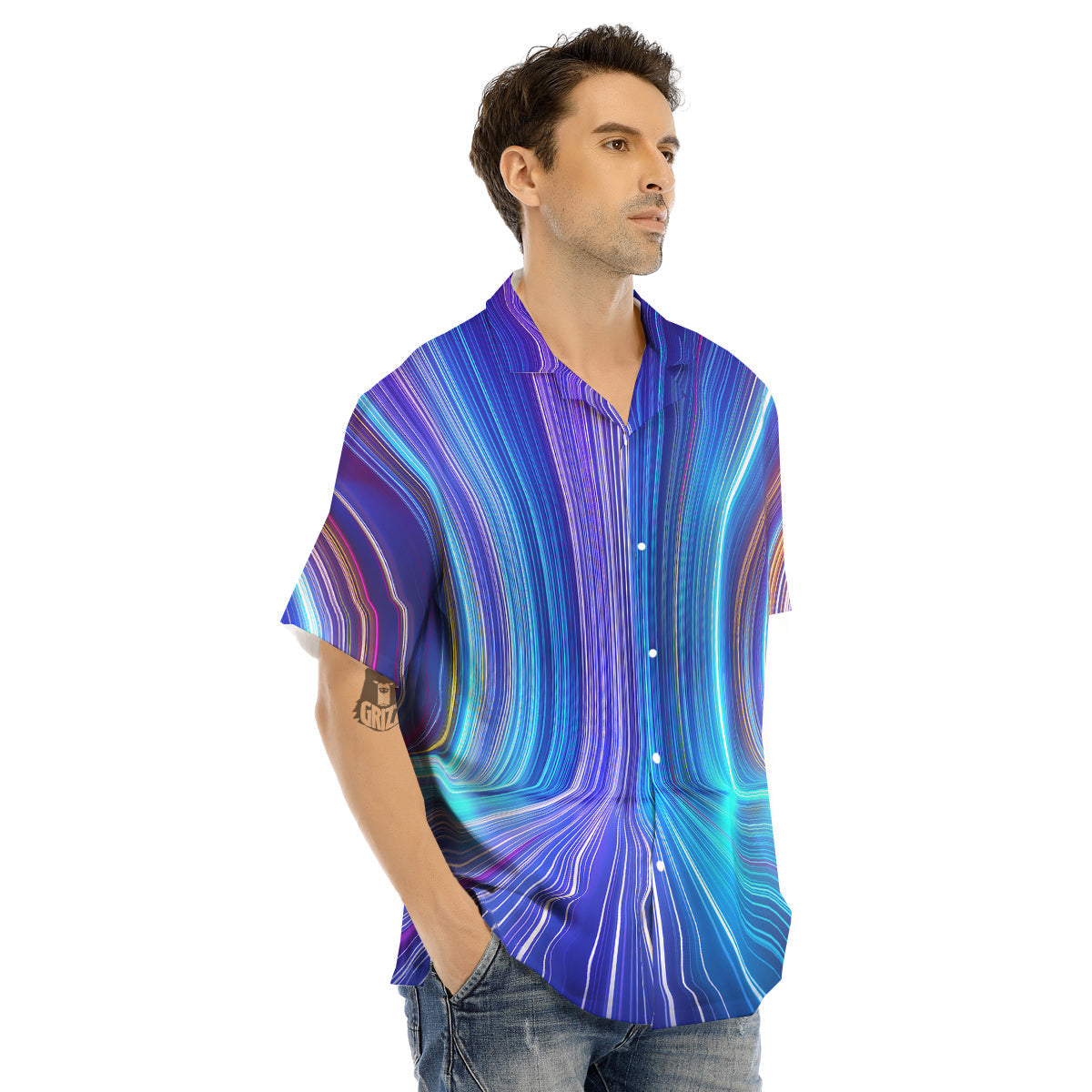 Hyperspace Colorful Print Men's Hawaiian Shirt-grizzshop