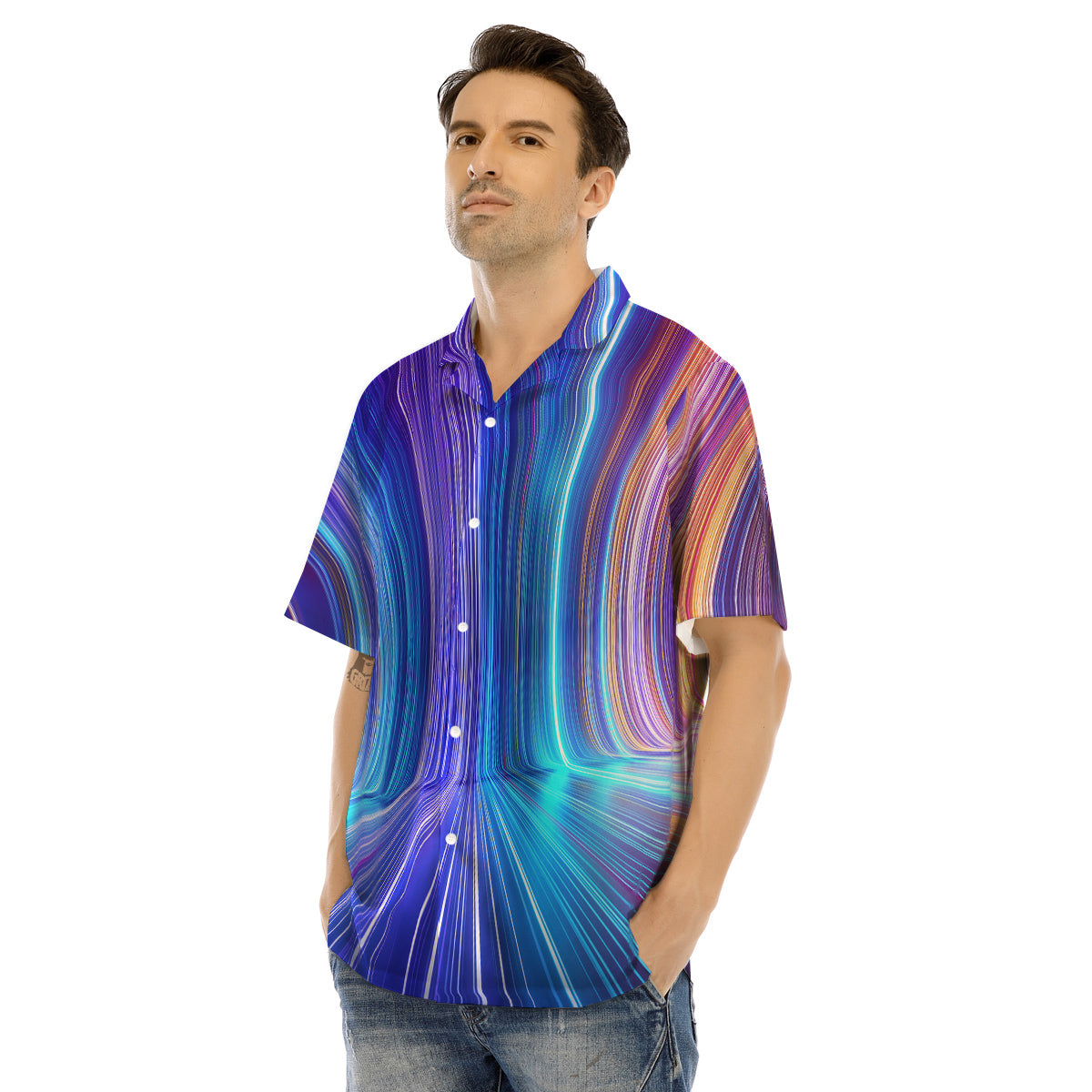 Hyperspace Colorful Print Men's Hawaiian Shirt-grizzshop
