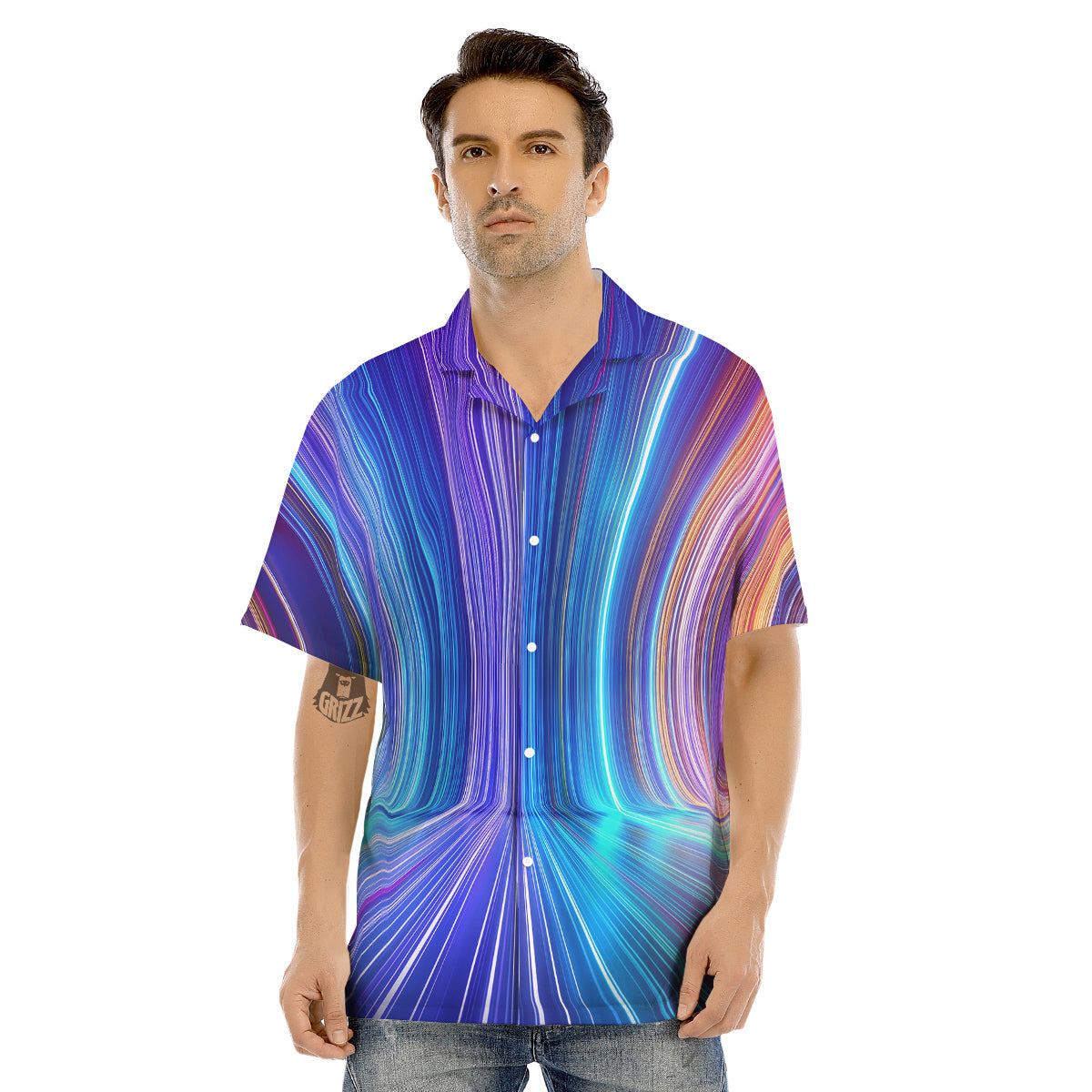 Hyperspace Colorful Print Men's Hawaiian Shirt-grizzshop