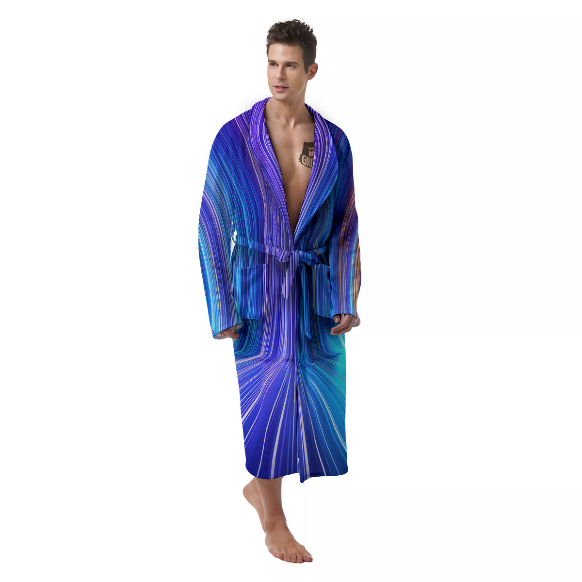 Hyperspace Colorful Print Men's Robe-grizzshop