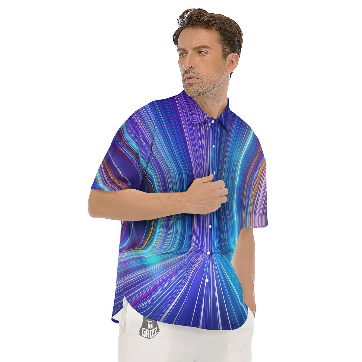 Hyperspace Colorful Print Men's Short Sleeve Shirts-grizzshop