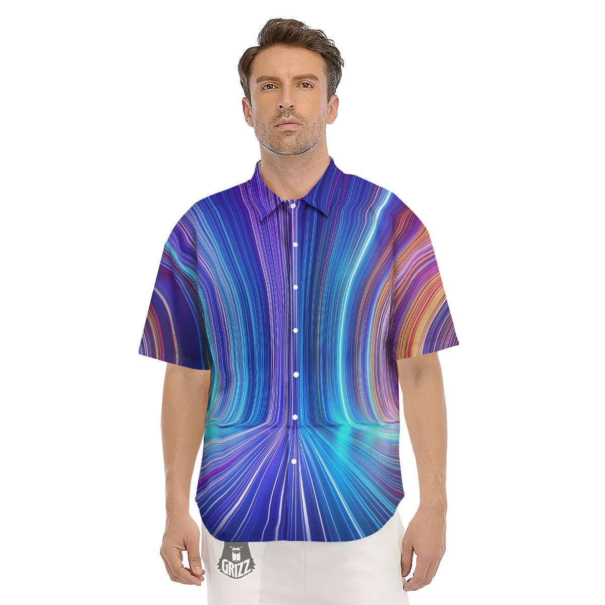 Hyperspace Colorful Print Men's Short Sleeve Shirts-grizzshop