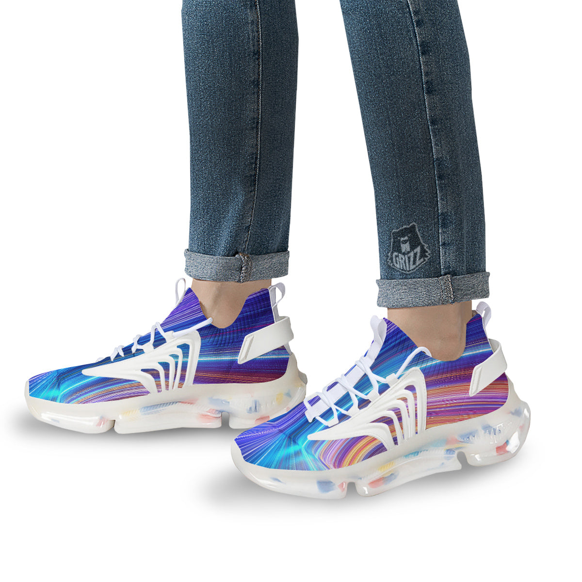 Hyperspace Colorful Print White Gym Shoes-grizzshop