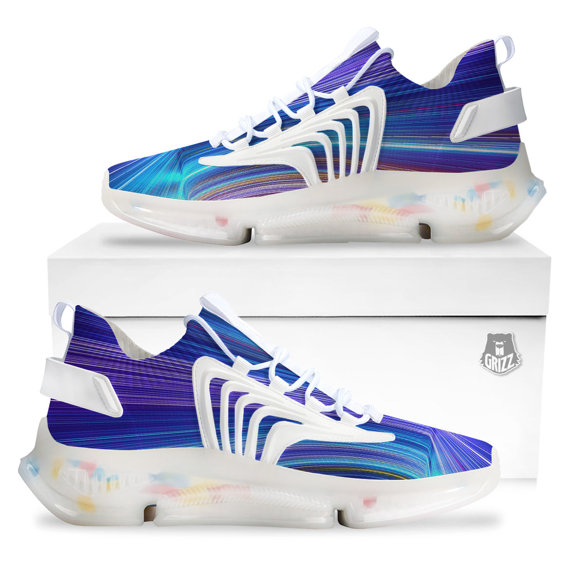 Hyperspace Colorful Print White Gym Shoes-grizzshop