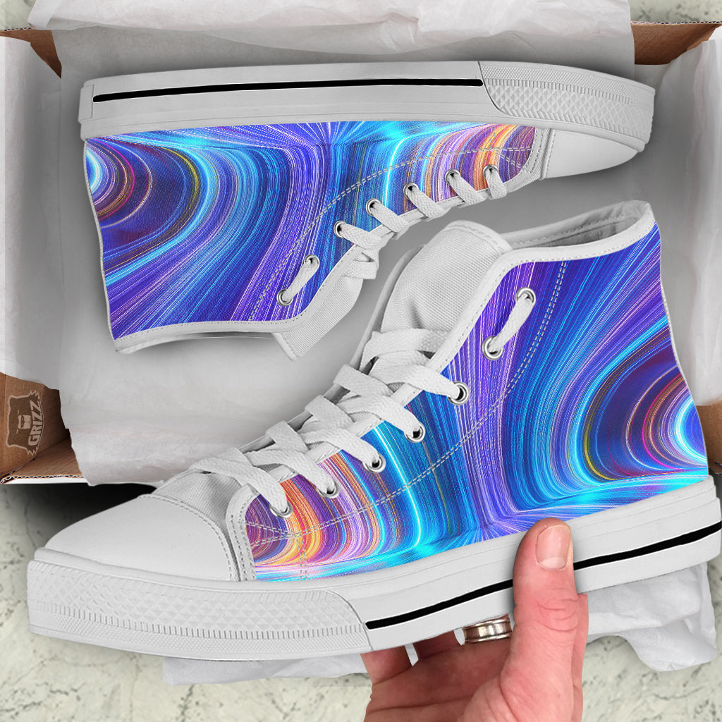 Hyperspace Colorful Print White High Top Shoes-grizzshop