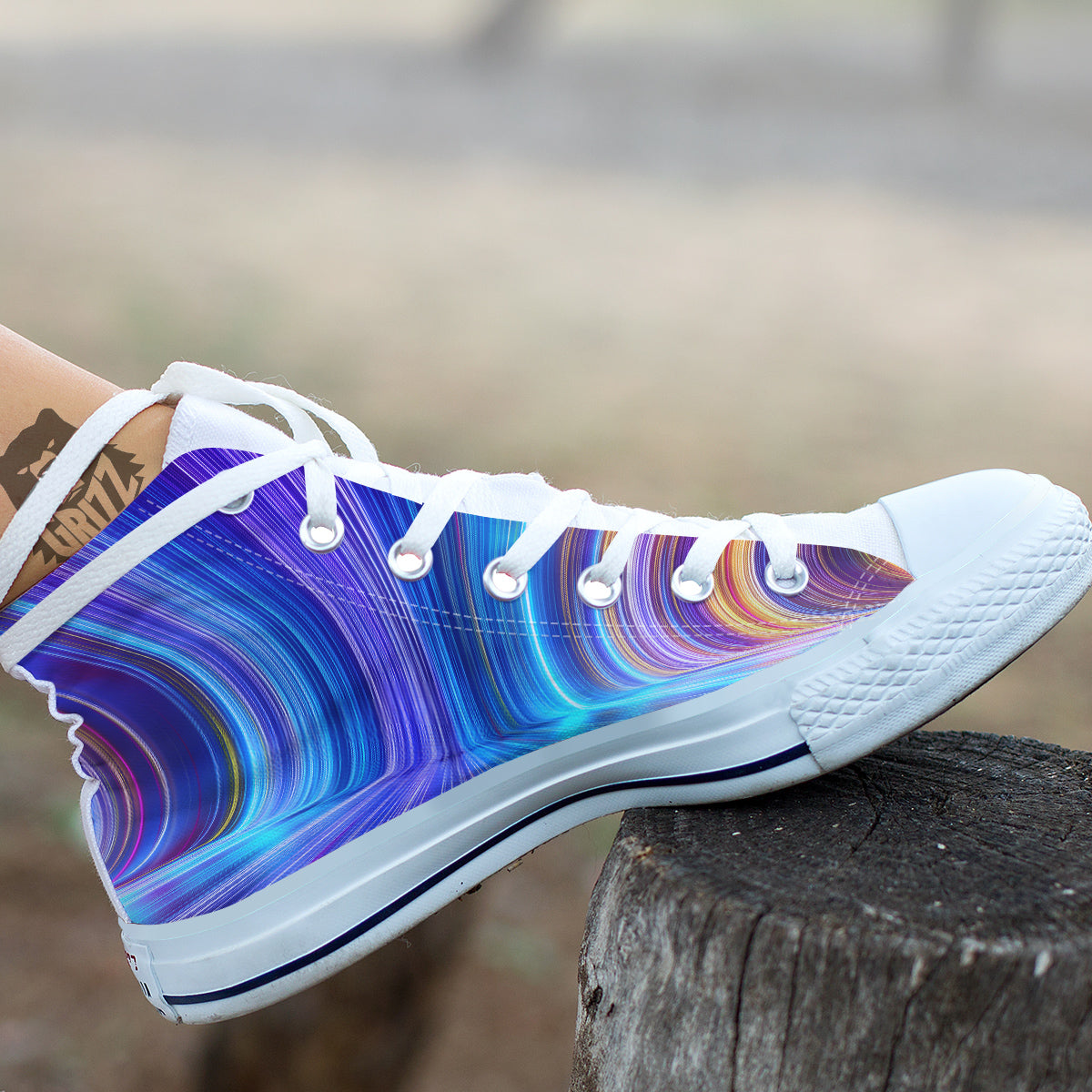 Hyperspace Colorful Print White High Top Shoes-grizzshop