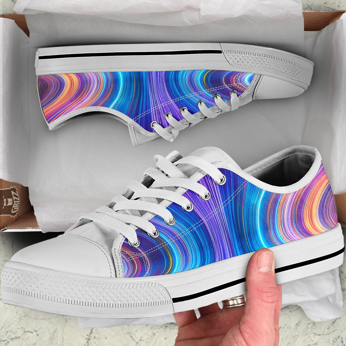 Hyperspace Colorful Print White Low Top Shoes-grizzshop