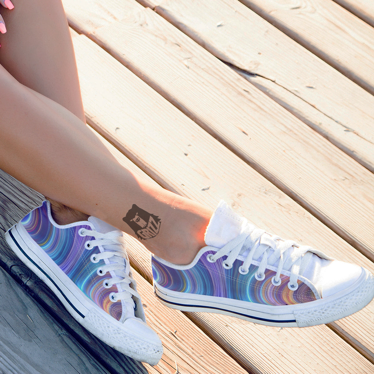 Hyperspace Colorful Print White Low Top Shoes-grizzshop