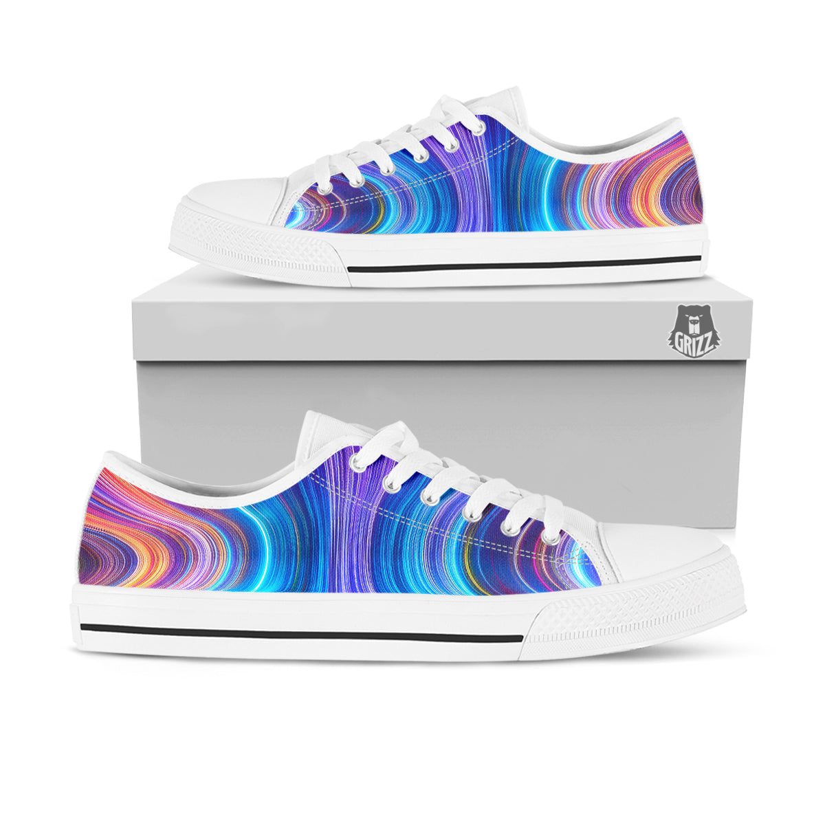 Hyperspace Colorful Print White Low Top Shoes-grizzshop